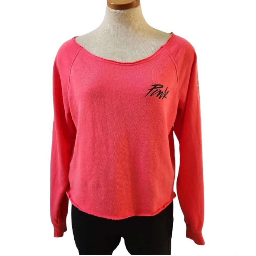 PINK Victoria’s Secret Slouch Neck Neon Sweatshirt size  Small